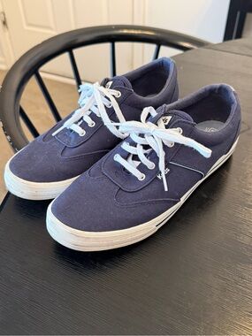 Keds Navy Canvas Low-Top Sneakers with White Laces